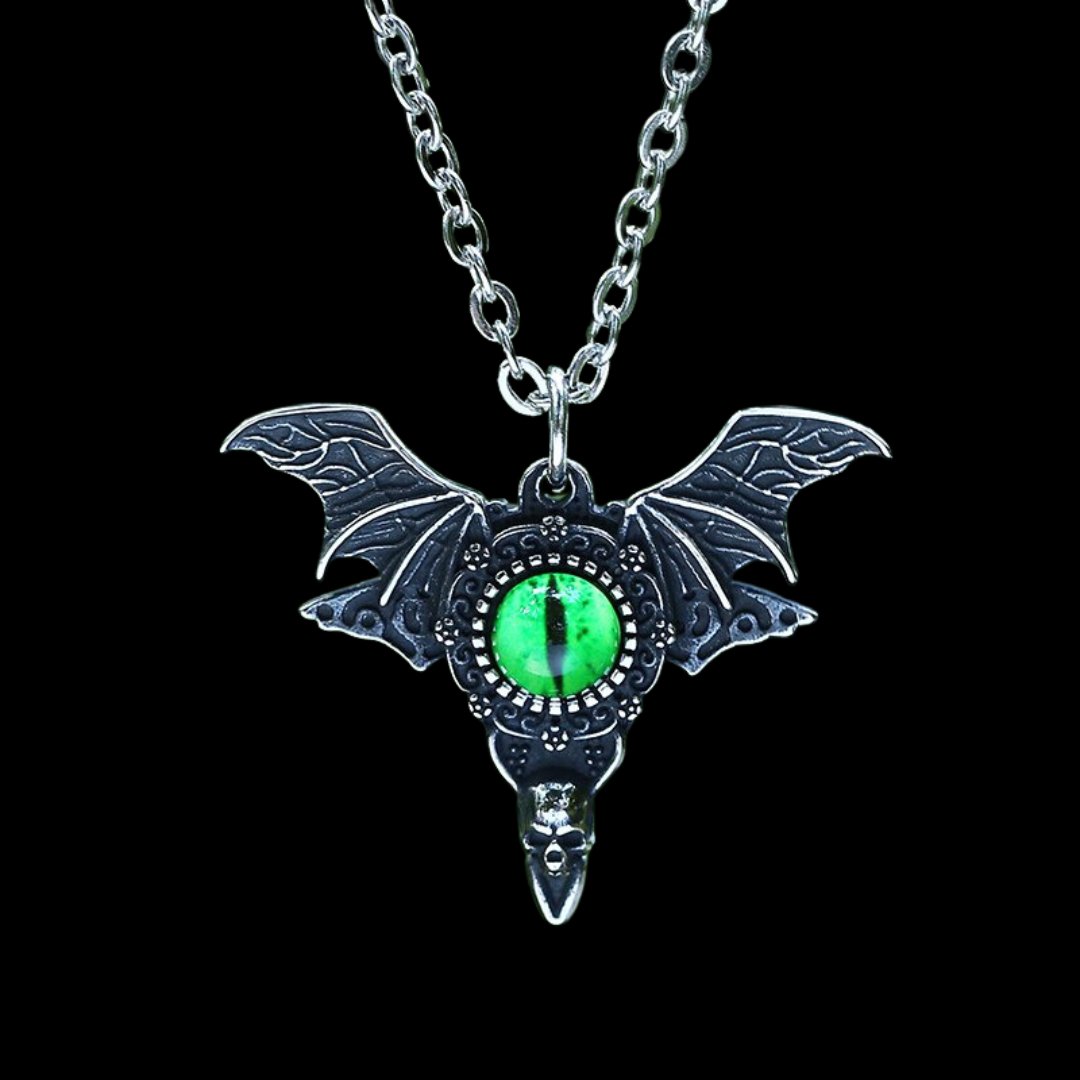 Flying Evil Eye Skull Pendant - Chrome Cult