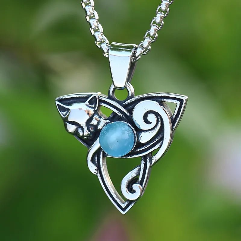 Fox Celtic Knot Gem Pendant - Chrome Cult