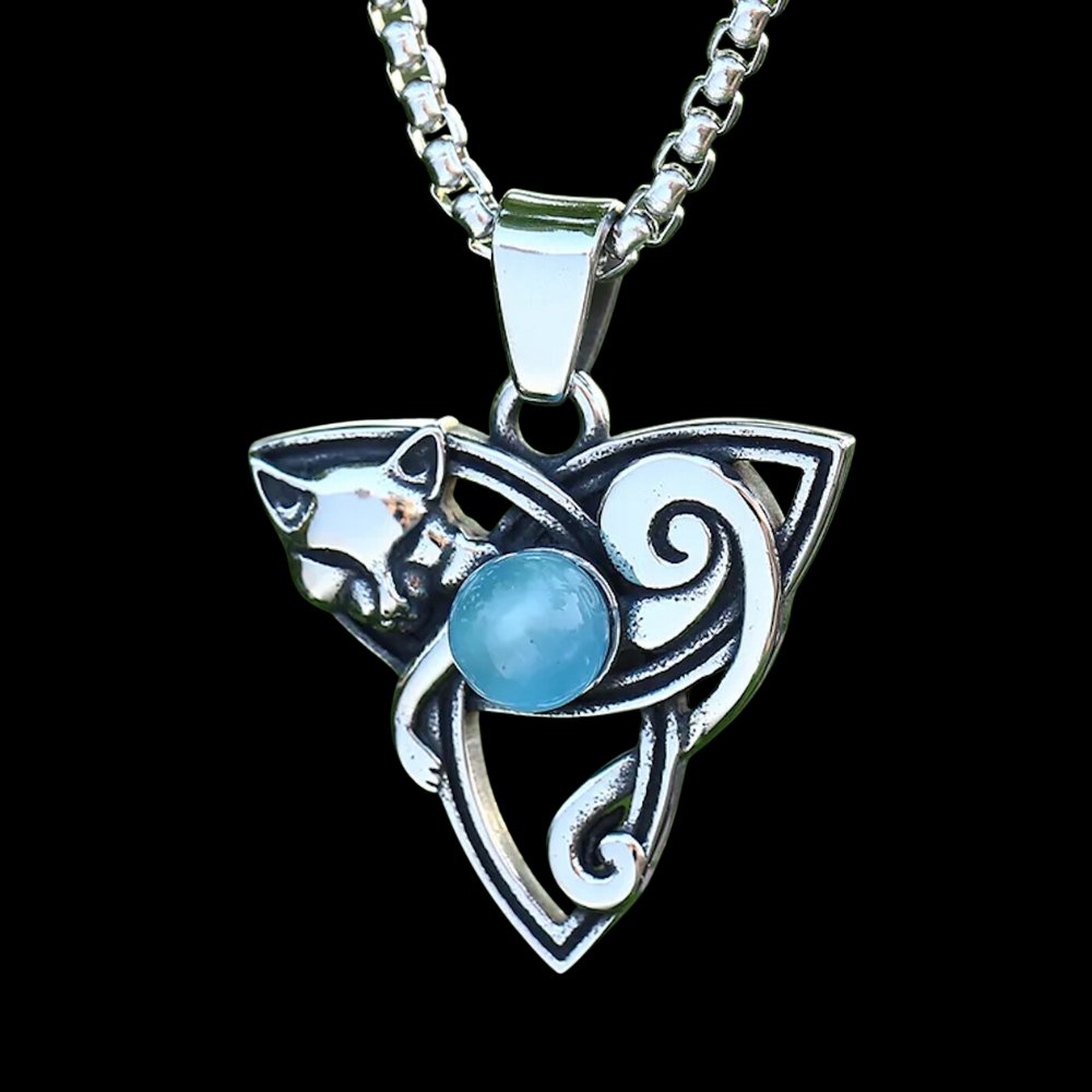 Fox Celtic Knot Gem Pendant - Chrome Cult