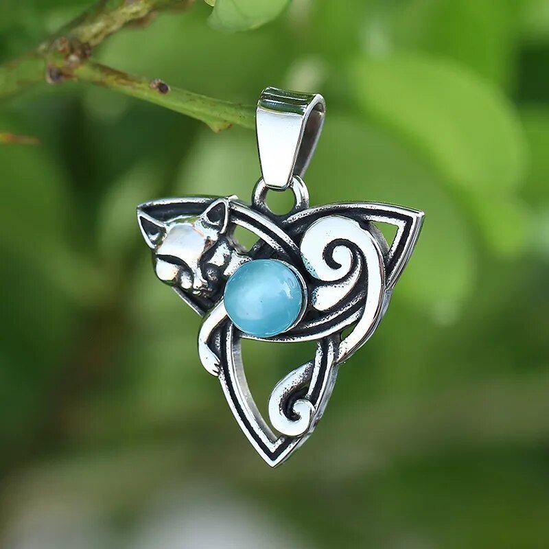Fox Celtic Knot Gem Pendant - Chrome Cult