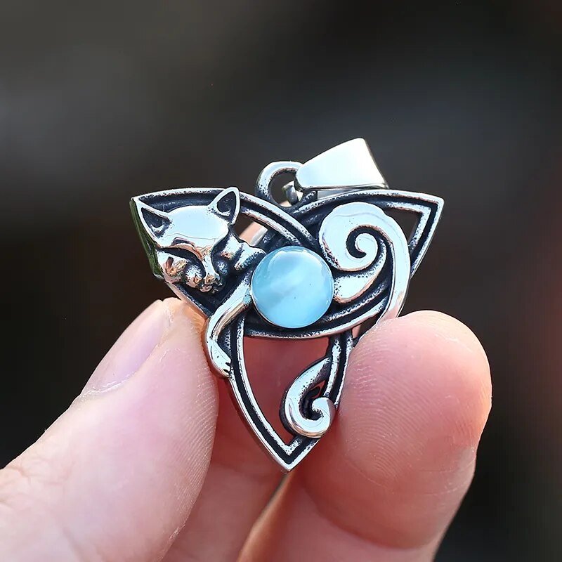 Fox Celtic Knot Gem Pendant - Chrome Cult