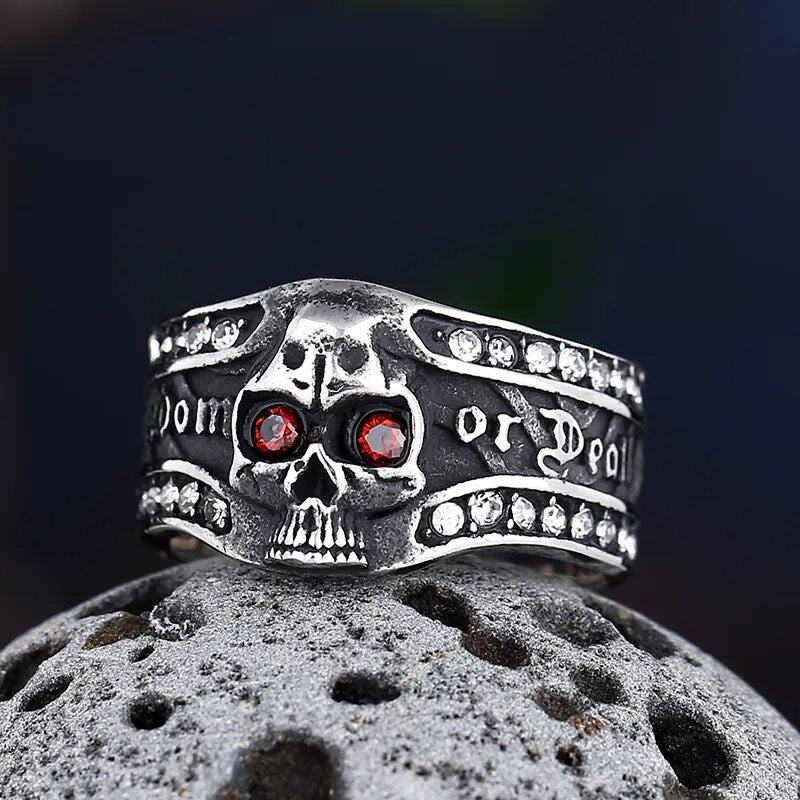 Freedom Or Death Gem Ring - Chrome Cult