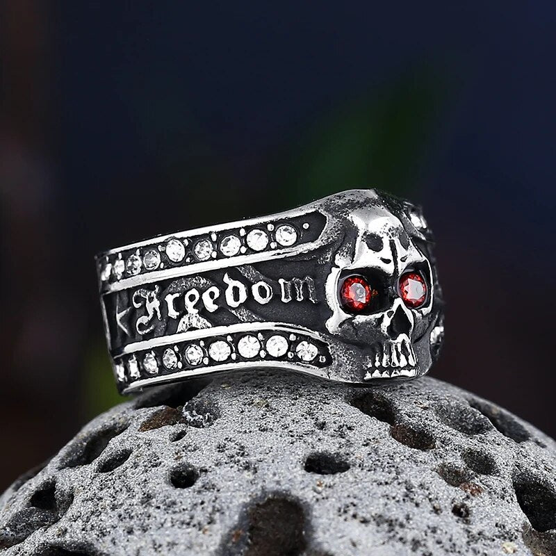 Freedom Or Death Gem Ring - Chrome Cult