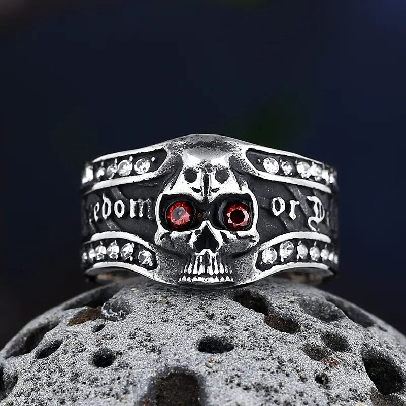 Freedom Or Death Gem Ring - Chrome Cult