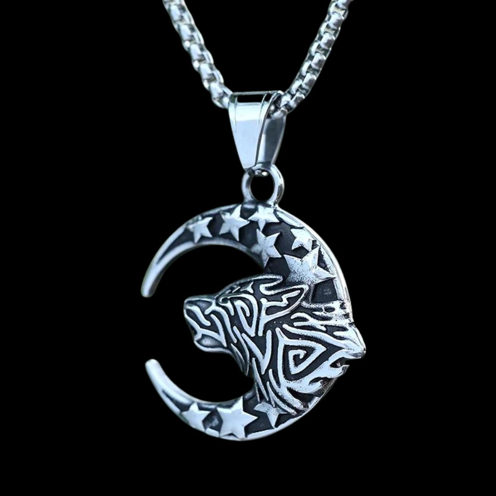 Full Moon Wolf Pendant - Chrome Cult