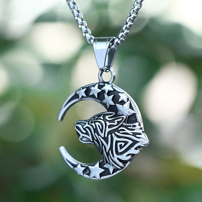 Full Moon Wolf Pendant - Chrome Cult