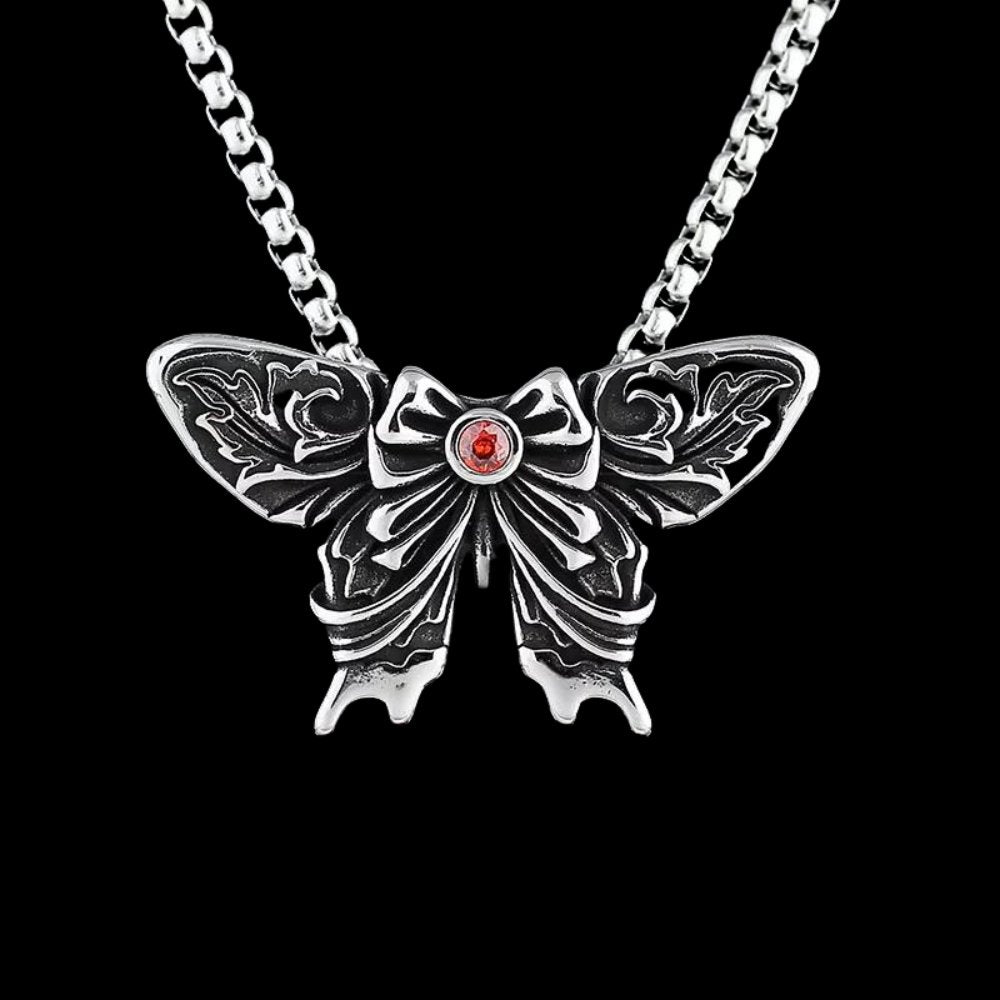 Gem Butterfly Bow Pendant - Chrome Cult