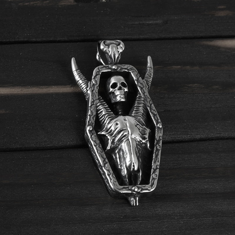 Goat Skeleton Skull Pendant - Chrome Cult