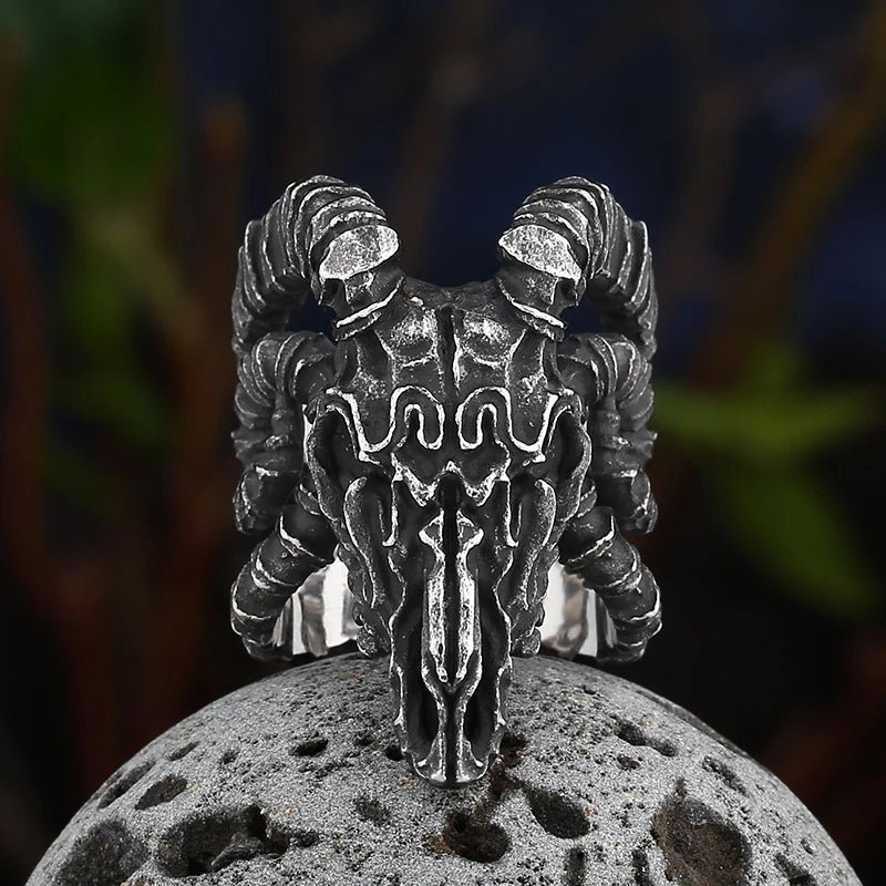 Goat Skull Ring - Chrome Cult