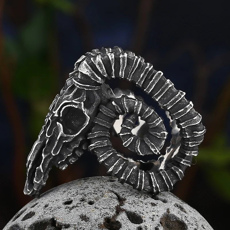 Goat Skull Ring - Chrome Cult