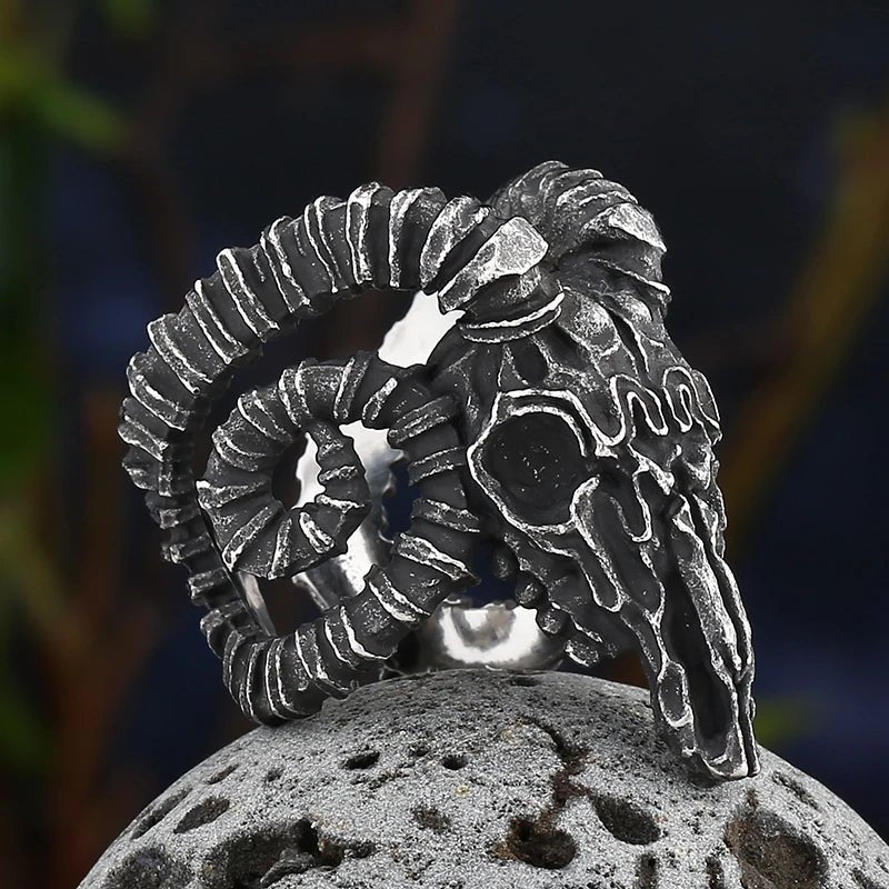 Goat Skull Ring - Chrome Cult