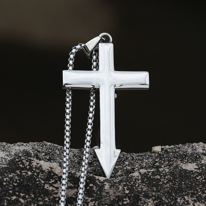 Going To Hell Arrow Cross Pendant | Stainless Steel Gothic Jewelry