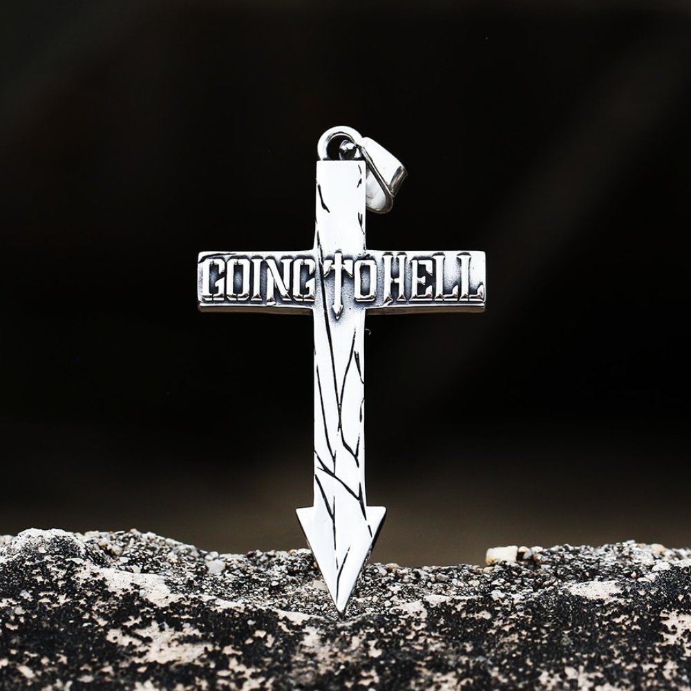 k*y様 doublet GO TO HELL NECKLACE Going To Hell Arrow Cross Pendant | Stainless Steel Gothic Jewelry