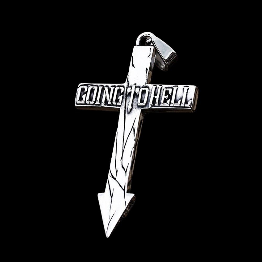 Going To Hell Arrow Cross Pendant - Chrome Cult