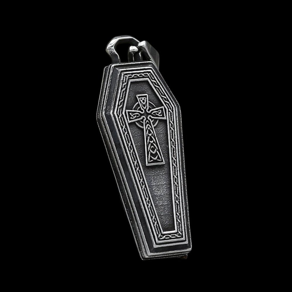 Gothic Coffin Cross Pendant - Chrome Cult
