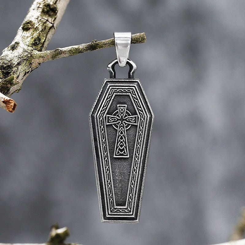 Gothic Coffin Cross Pendant - Chrome Cult