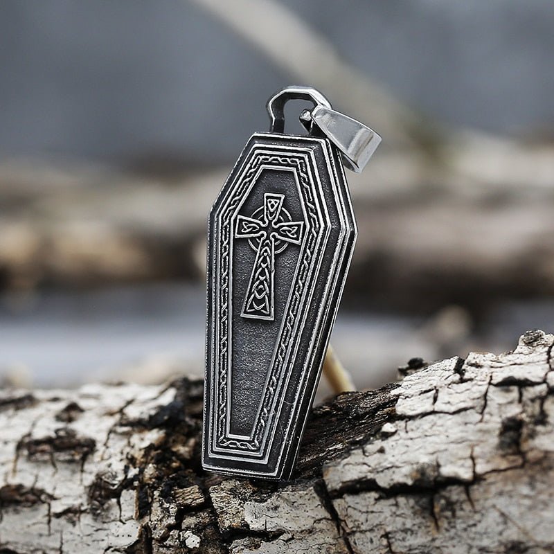 Gothic Coffin Cross Pendant - Chrome Cult