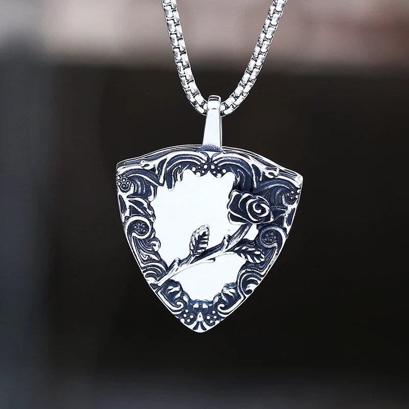 Gothic Rose Mirror Pendant - Chrome Cult