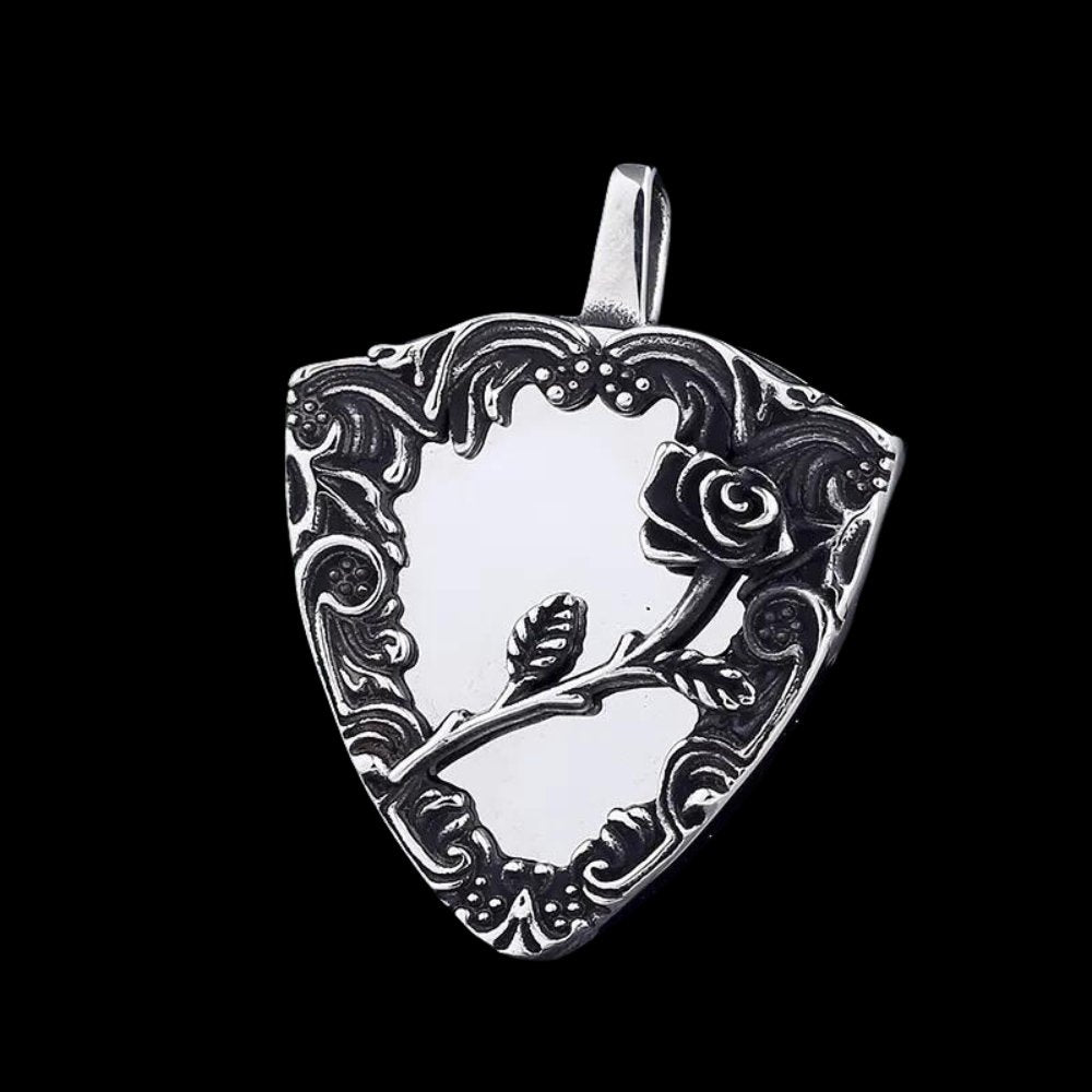 Gothic Rose Mirror Pendant - Chrome Cult