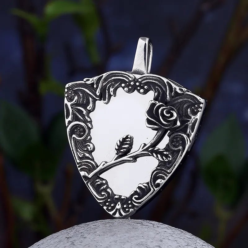 Gothic Rose Mirror Pendant - Chrome Cult