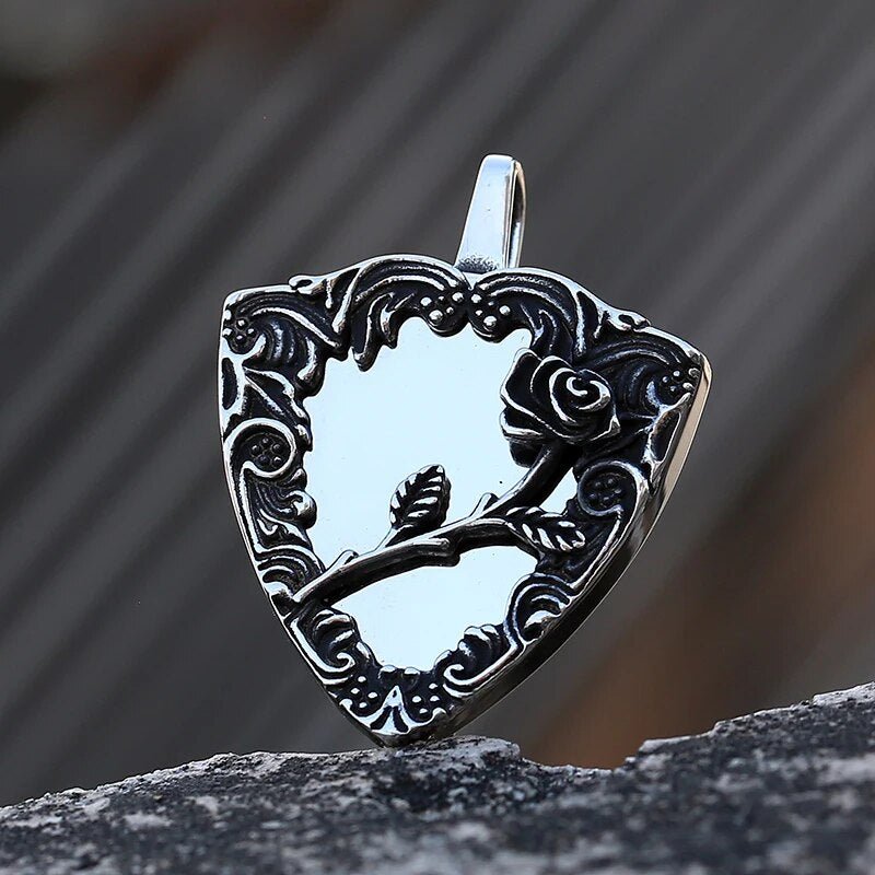 Gothic Rose Mirror Pendant - Chrome Cult
