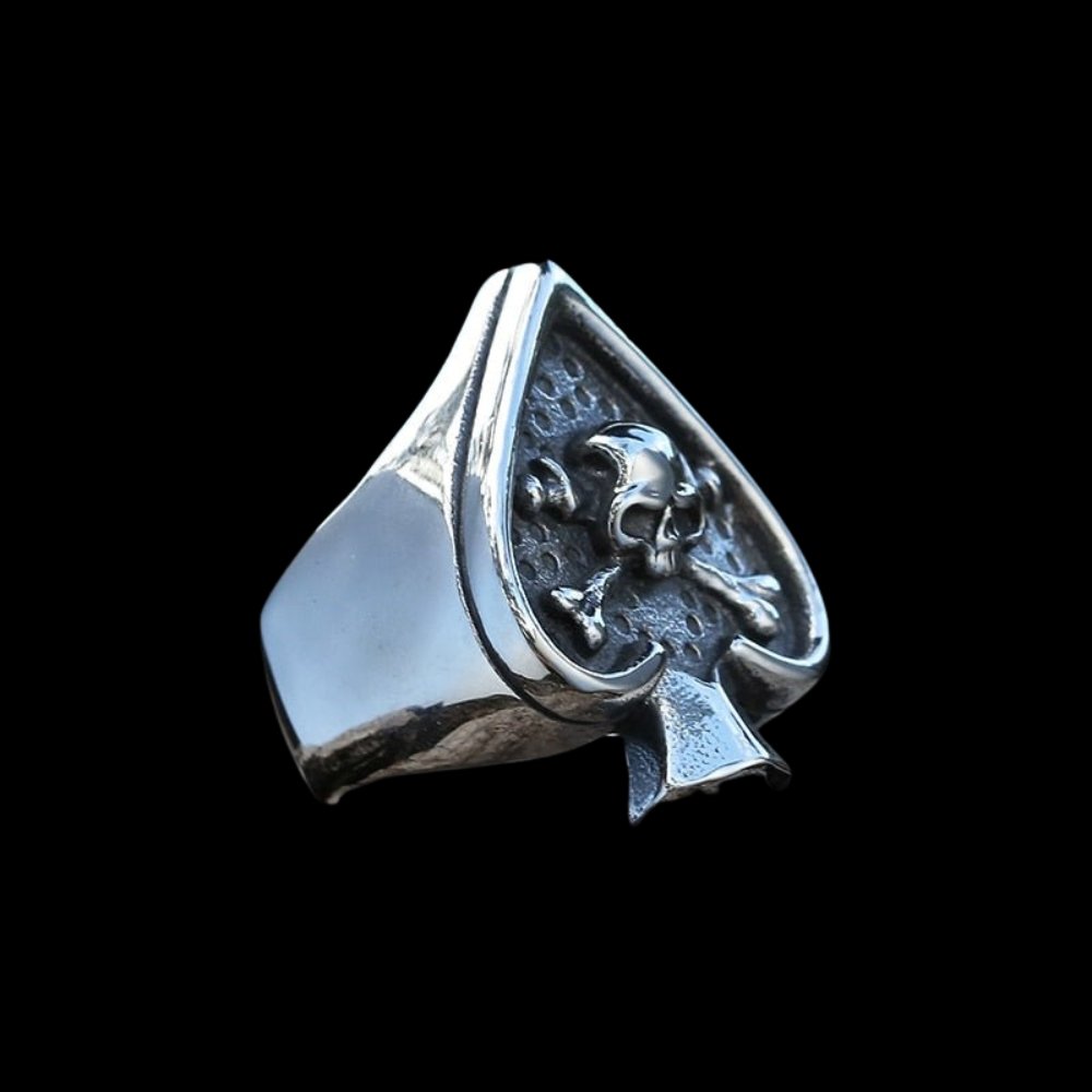 Gothic Spades Skull Ring - Chrome Cult