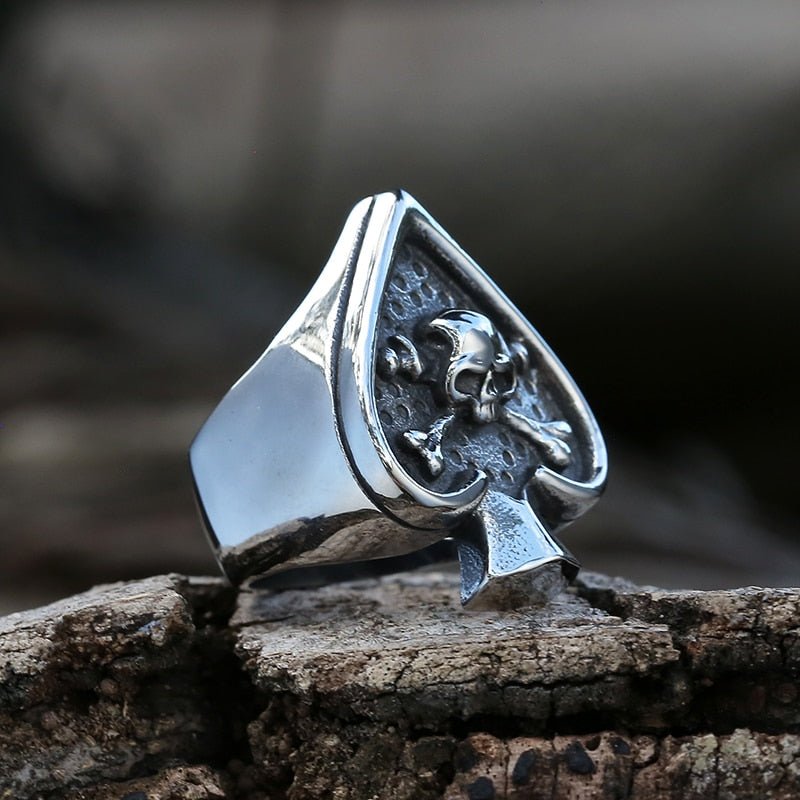 Gothic Spades Skull Ring - Chrome Cult