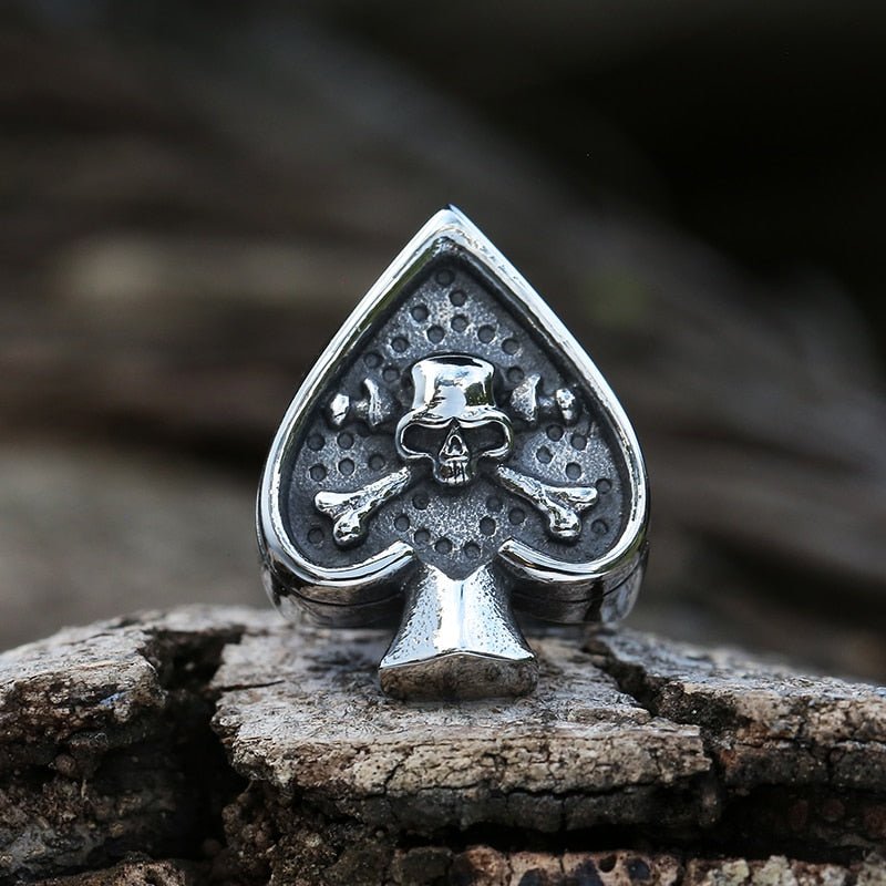 Gothic Spades Skull Ring - Chrome Cult