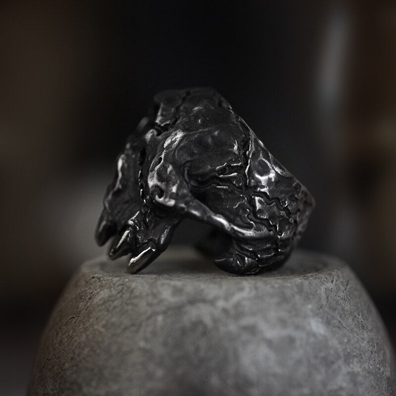Greek Mythology Cyclops Skull Ring - Chrome Cult