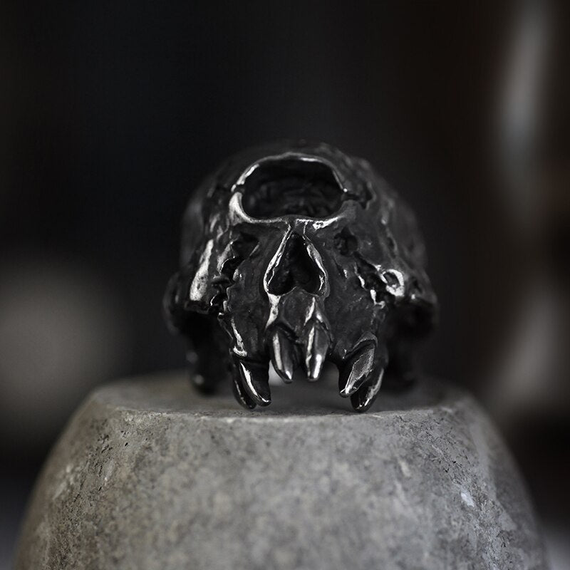 Greek Mythology Cyclops Skull Ring - Chrome Cult