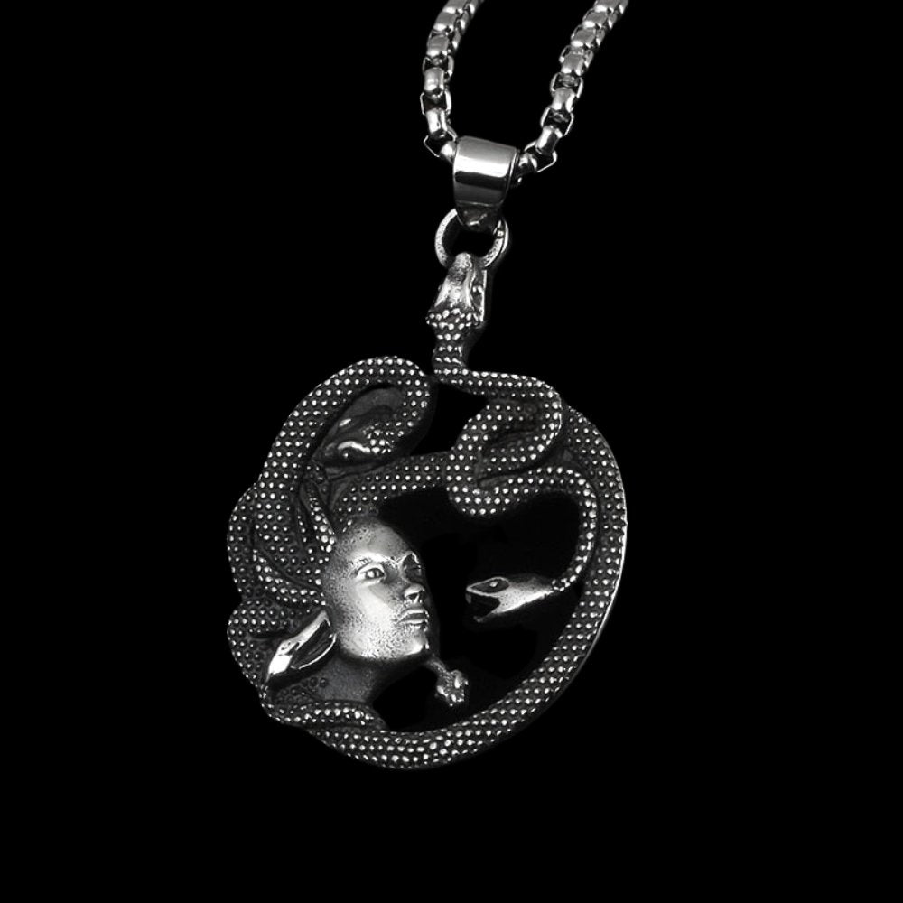 Greek Mythology Medusa Twisted Snake Pendant - Chrome Cult