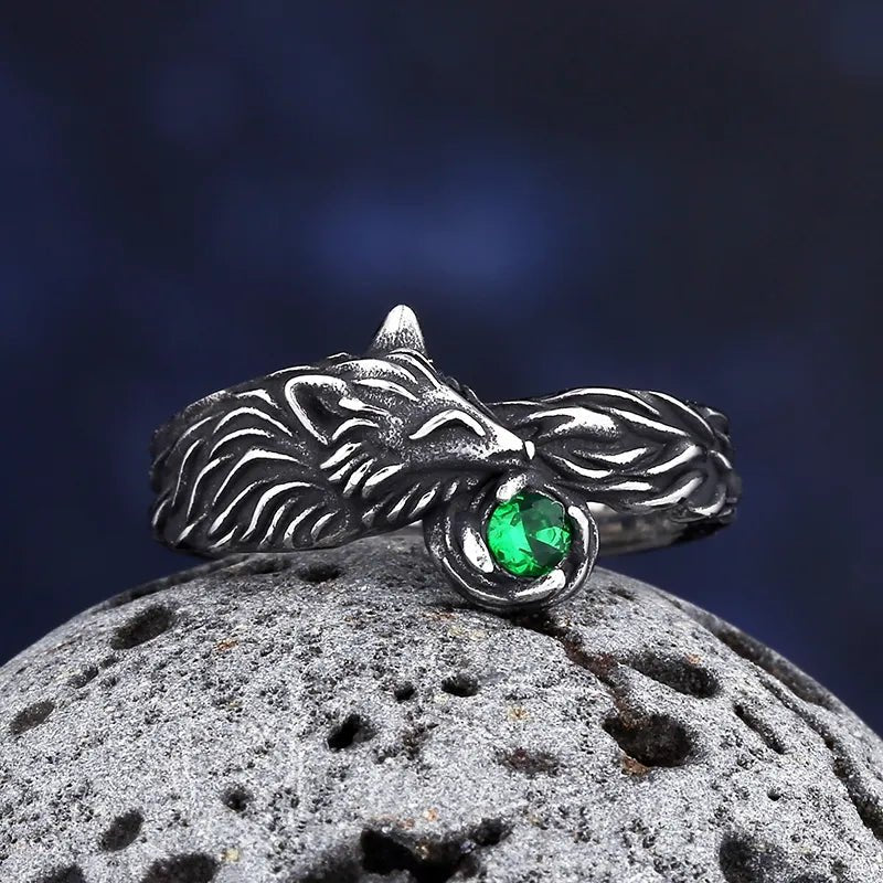 Green Gem Fox Ring - Chrome Cult