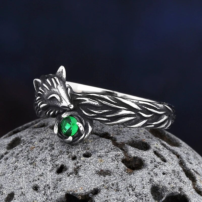 Green Gem Fox Ring - Chrome Cult