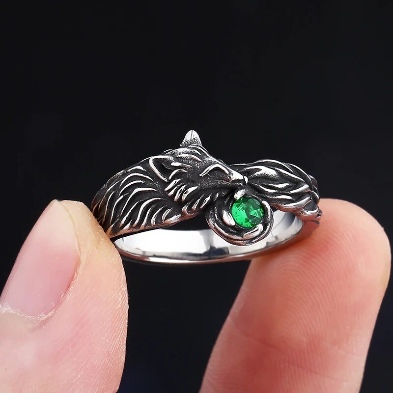 Green Gem Fox Ring - Chrome Cult