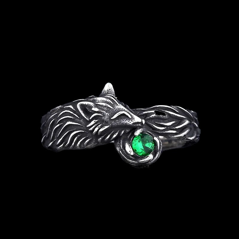 Green Gem Fox Ring - Chrome Cult