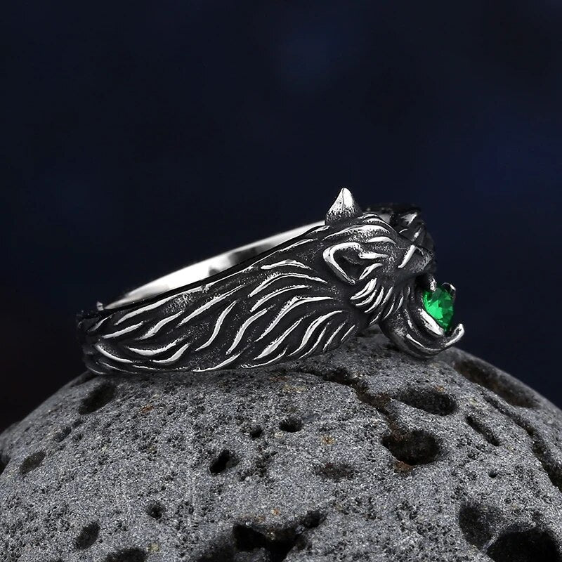 Green Gem Fox Ring - Chrome Cult