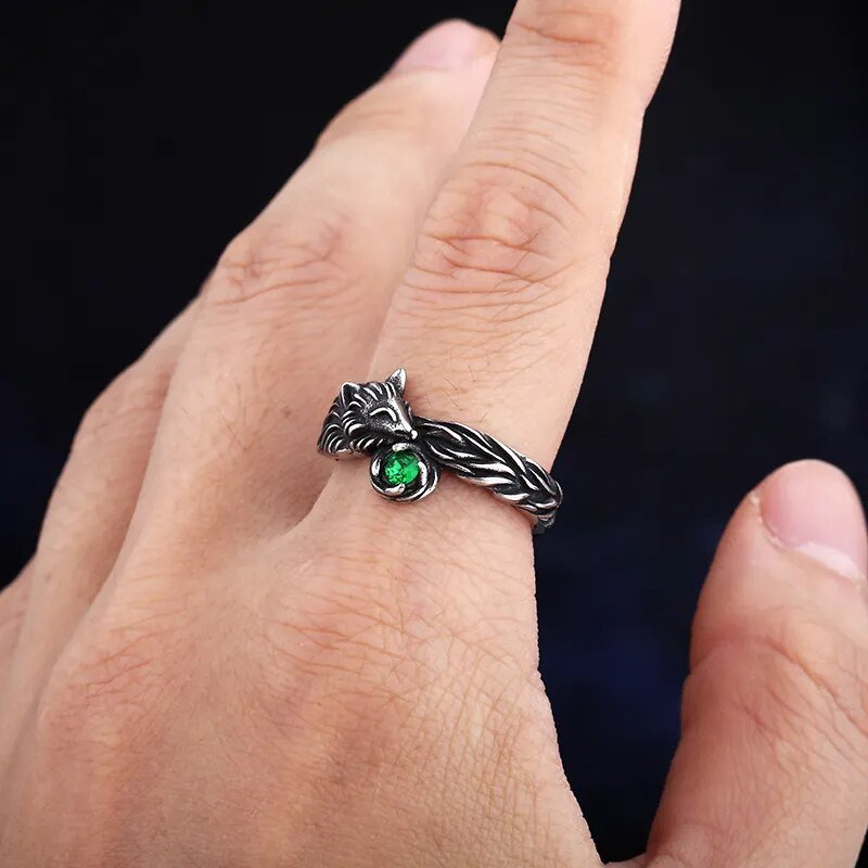 Green Gem Fox Ring - Chrome Cult