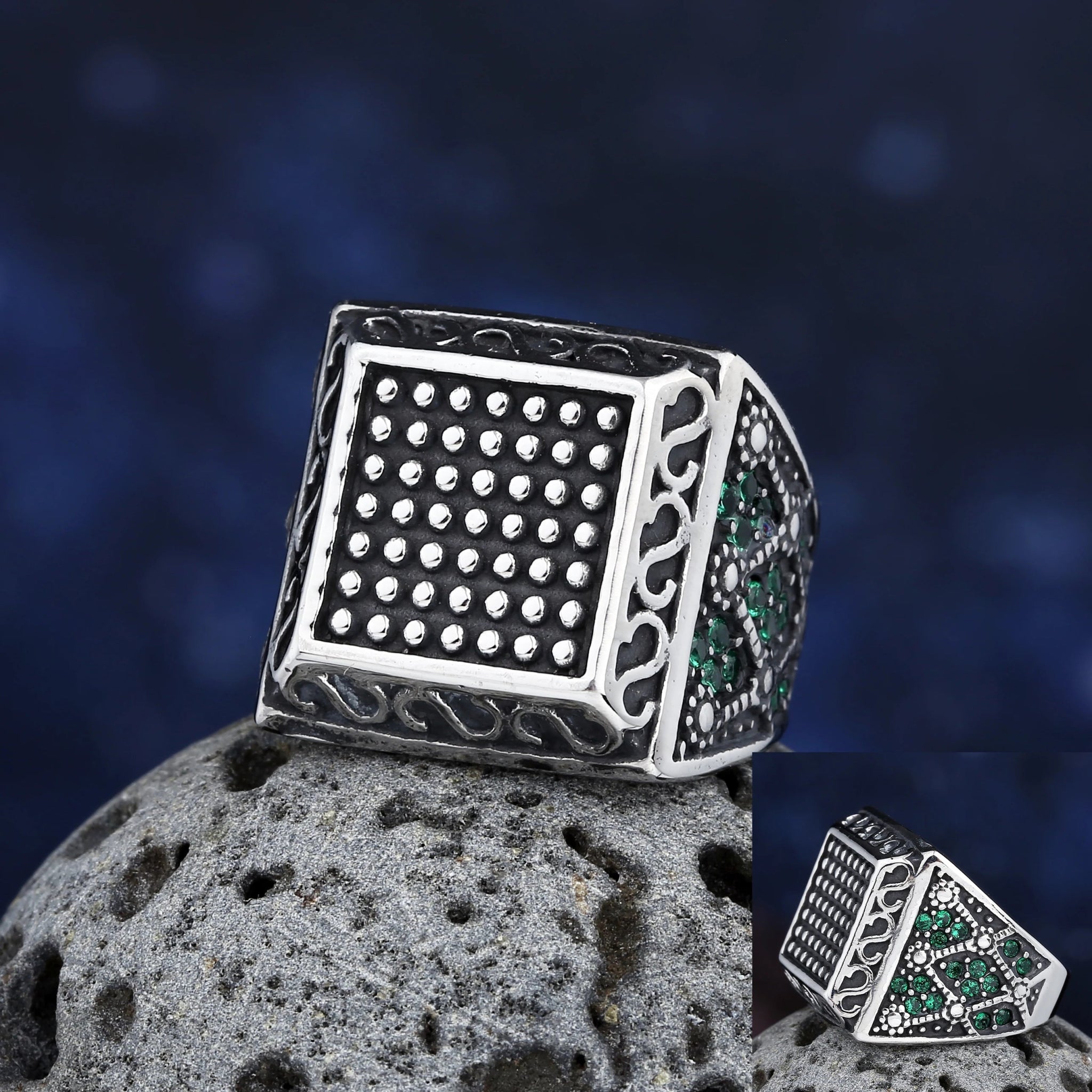 Green Gemstone Ring - Chrome Cult