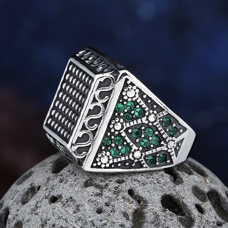 Green Gemstone Ring - Chrome Cult