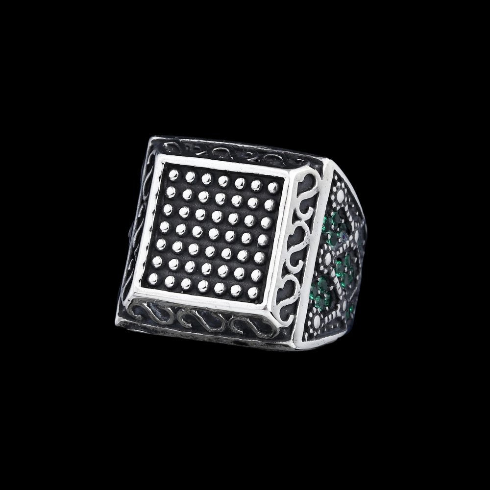 Green Gemstone Ring - Chrome Cult