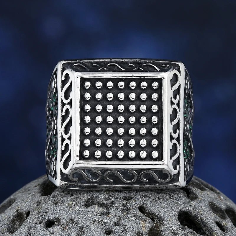Green Gemstone Ring - Chrome Cult