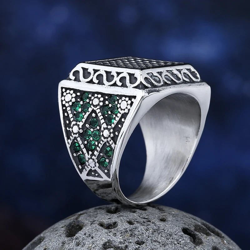 Green Gemstone Ring - Chrome Cult