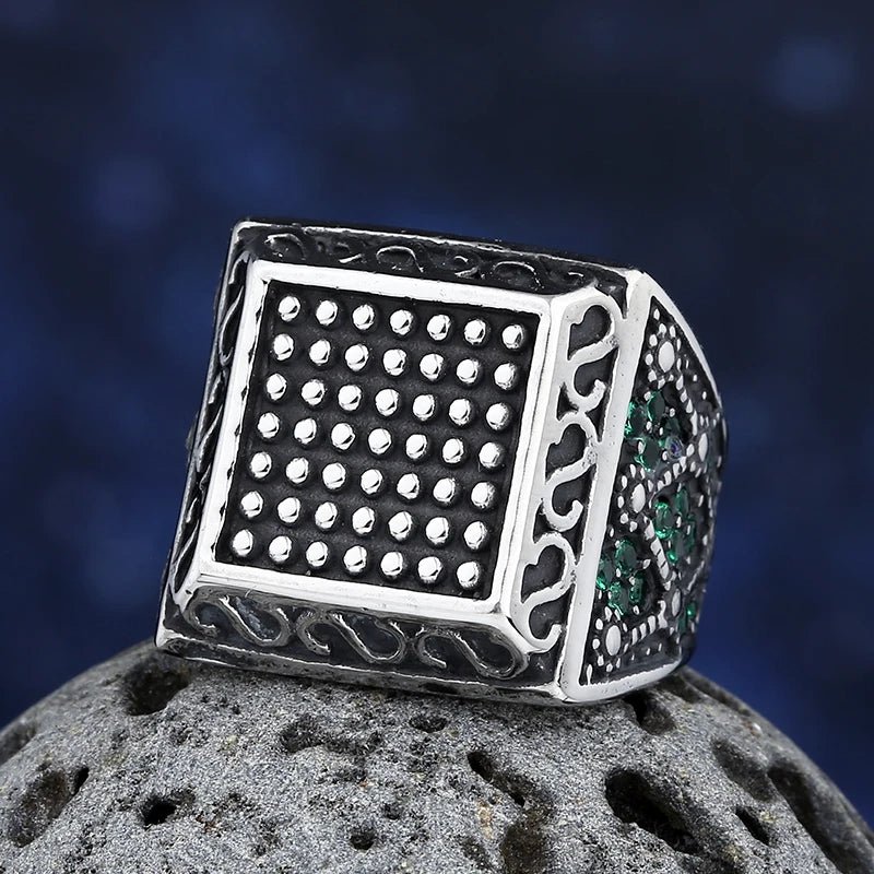 Green Gemstone Ring - Chrome Cult