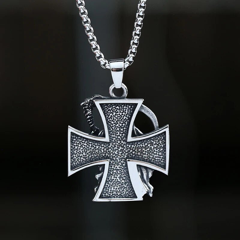 Grim Reaper Cross Pendant - Chrome Cult