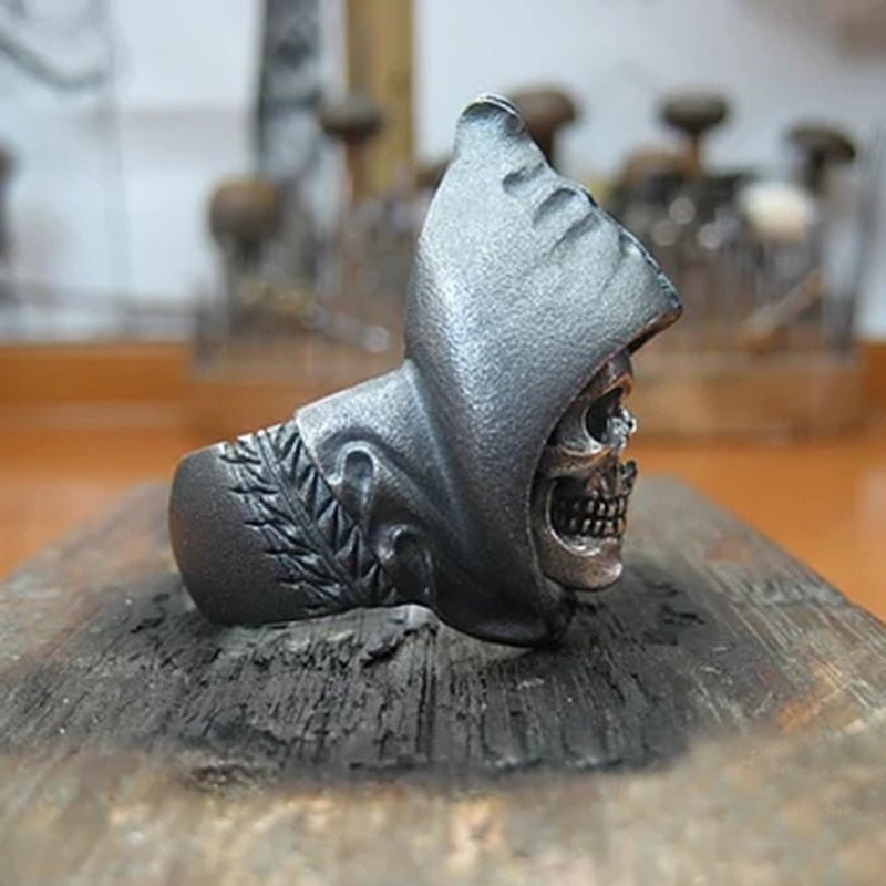 Grim Reaper Skull Ring - Chrome Cult