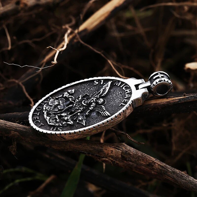 Guardian Cross Saint Michael Pendant - Chrome Cult