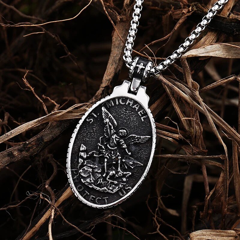 Guardian Cross Saint Michael Pendant - Chrome Cult