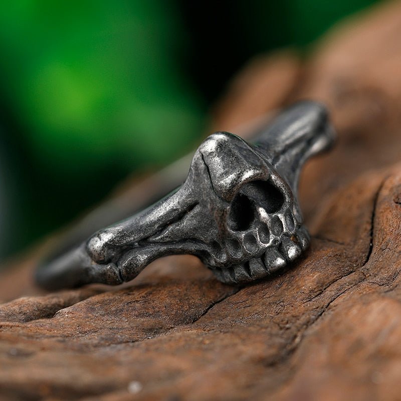 Half Face Skull Ring - Chrome Cult