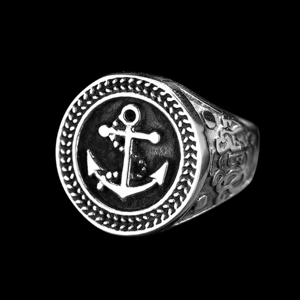Halo Laurel Leaf Anchor Ring - Chrome Cult
