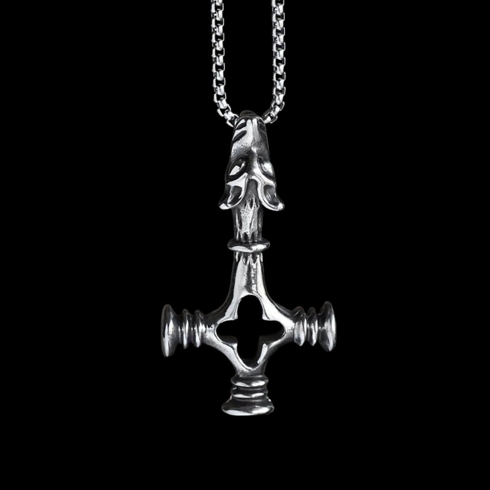 Hammer Wolf Cross Pendant - Chrome Cult